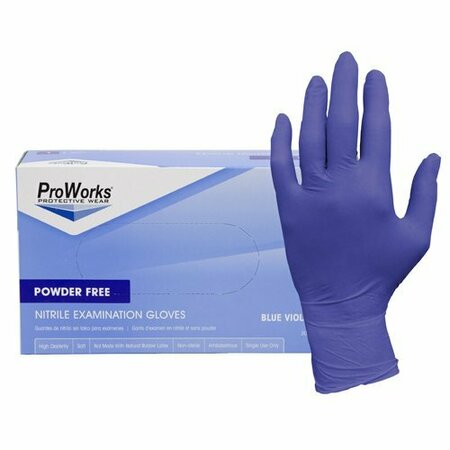 HOSPECO ProWorks, Nitrile Exam Gloves, 3 mil Palm Thickness, Nitrile, Powder-Free, L, 200 PK GL-N125FL